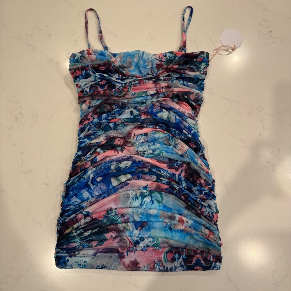 NWT : More To Come : Mariana Ruched Mini Dress : Large